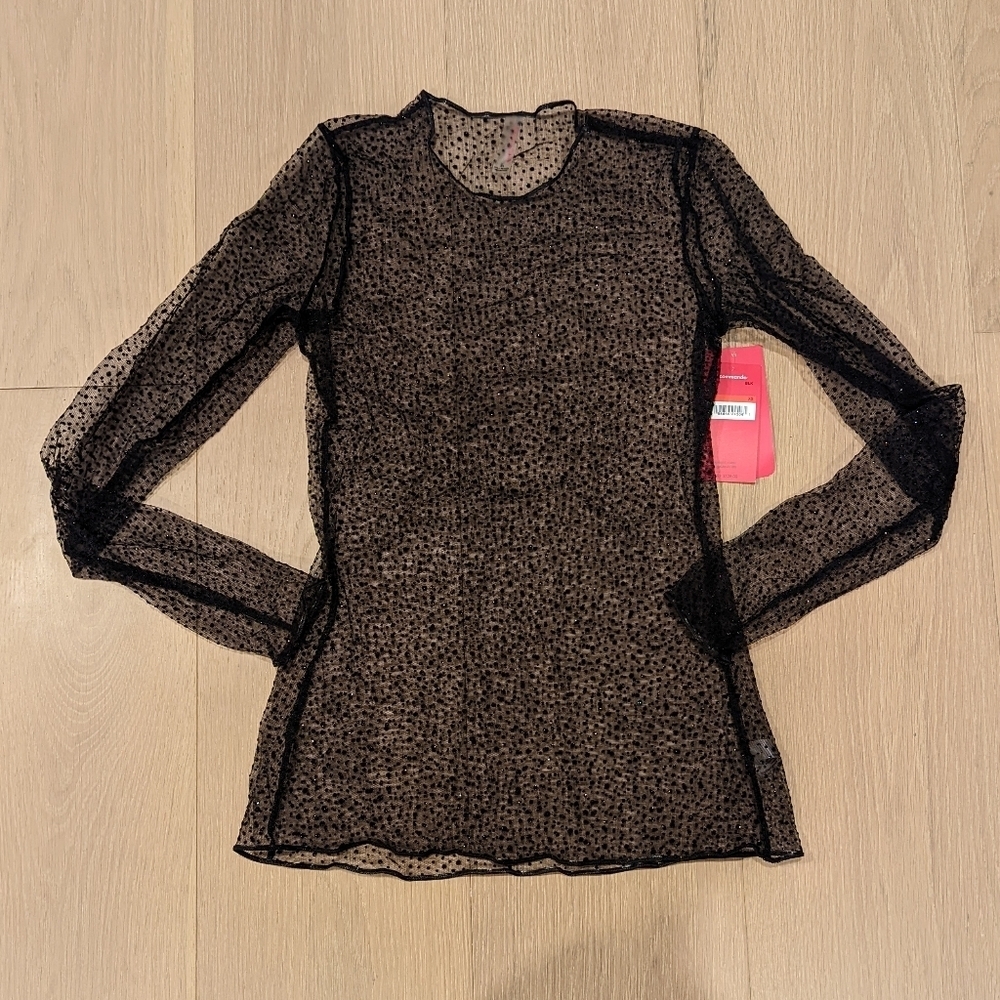 Sheer Black Long Sleeve Top with Sparkles